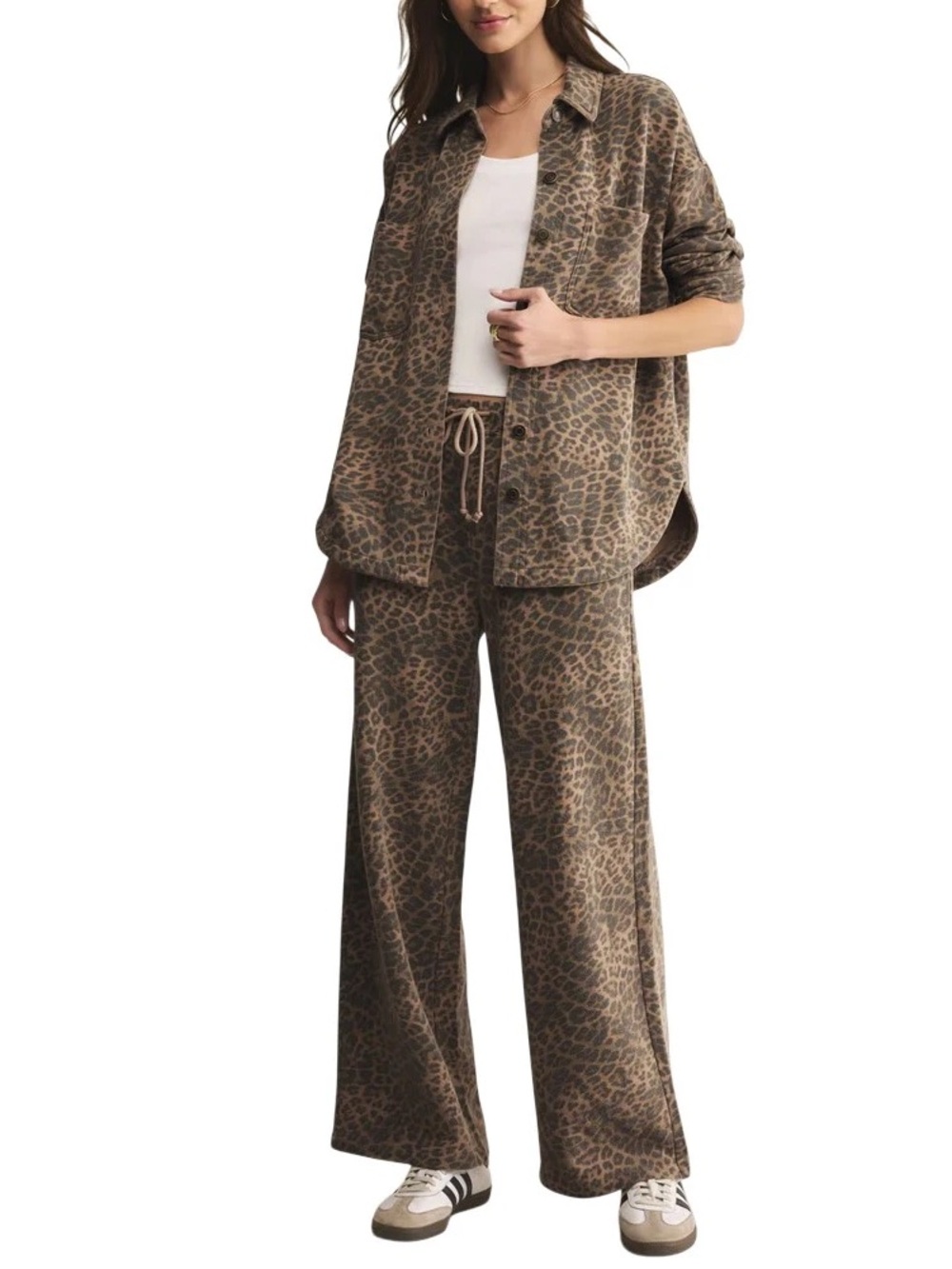 Z Supply Hunter Knit Leopard combo set - top and bottom Desert Tan NWT!